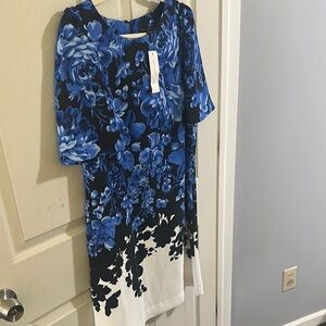 Ann Taylor Blue and White Floral Dress